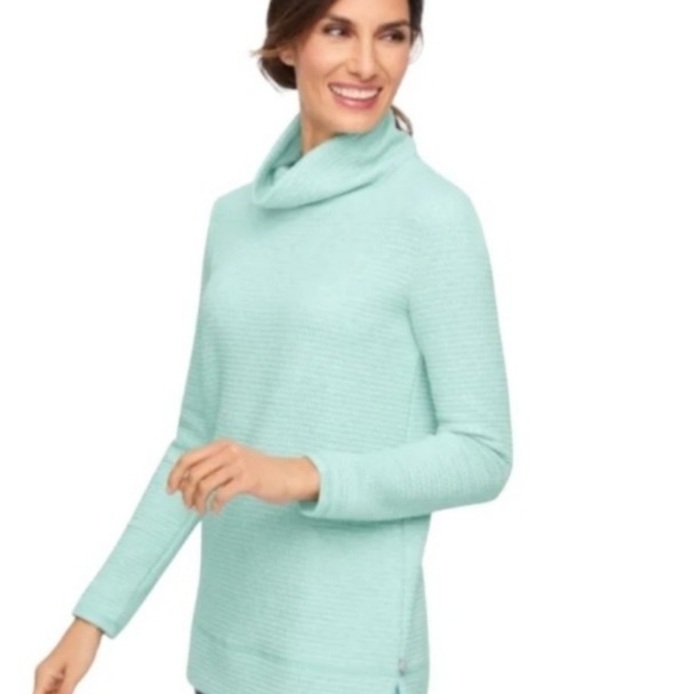 New Talbots Cotton Buttery Soft Textured Mint Green Sweater